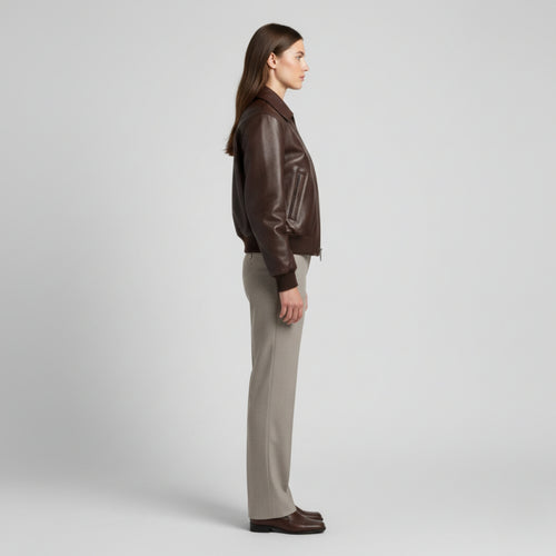 Faux Leather Bomber Jacket