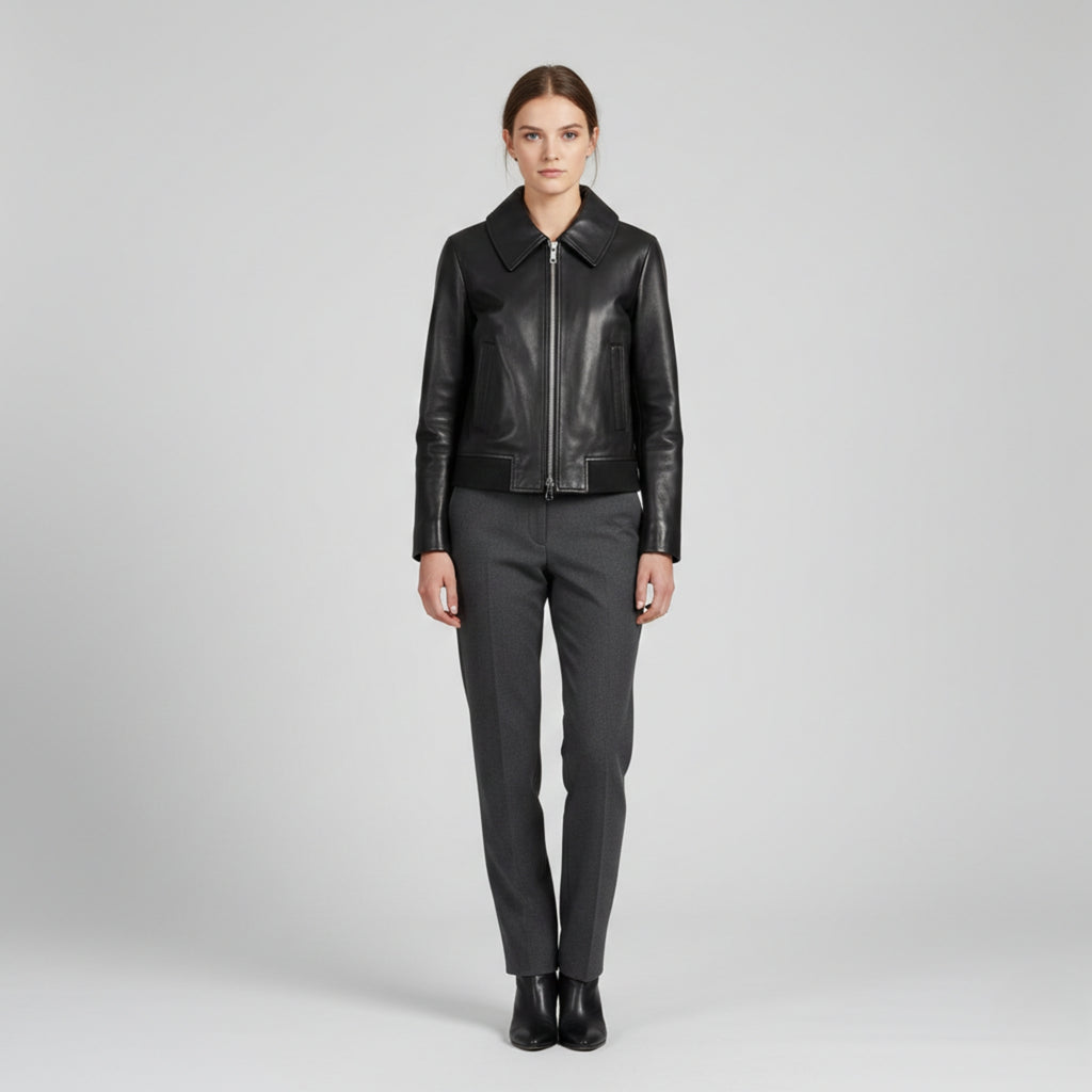 Faux Leather Bomber Jacket