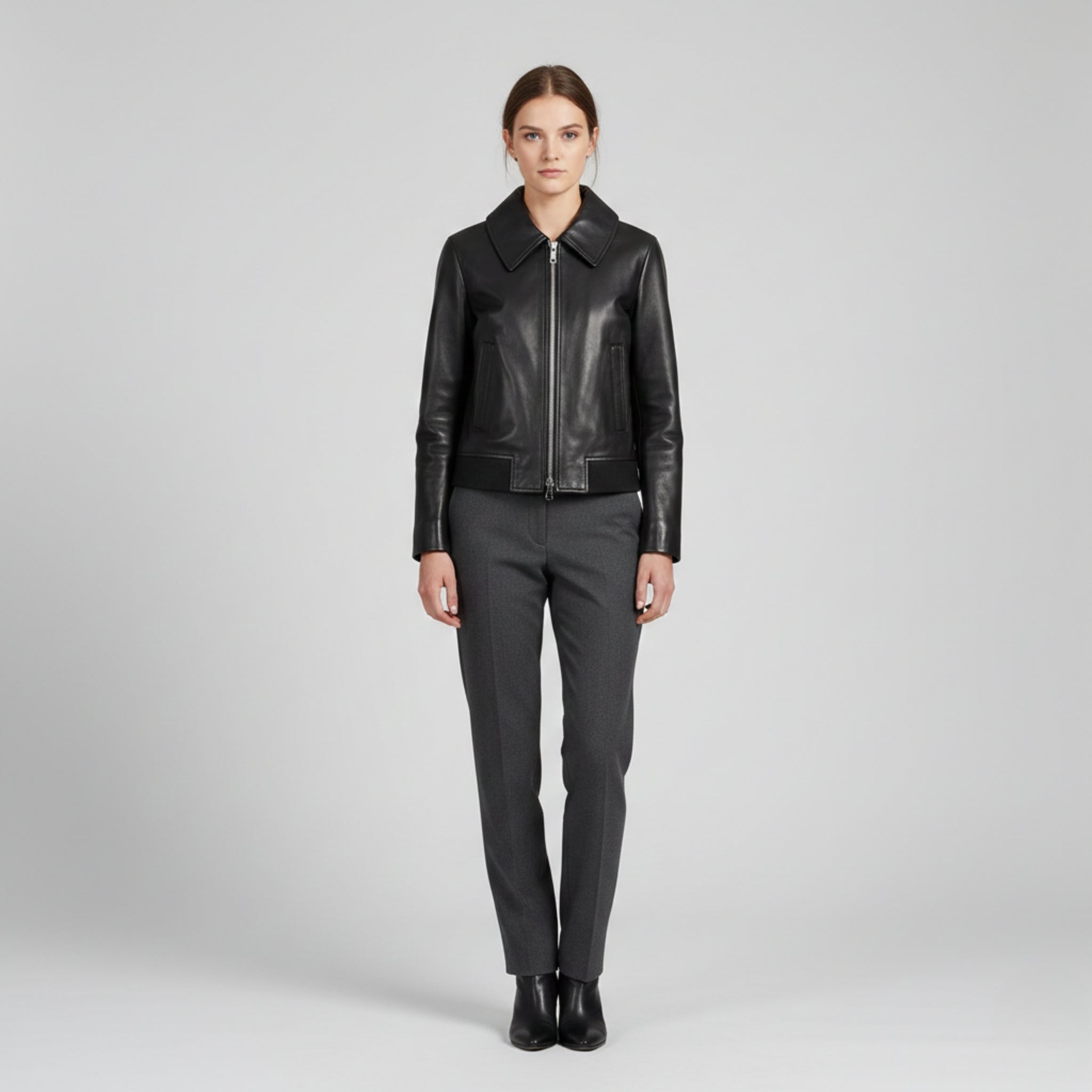 Faux Leather Bomber Jacket