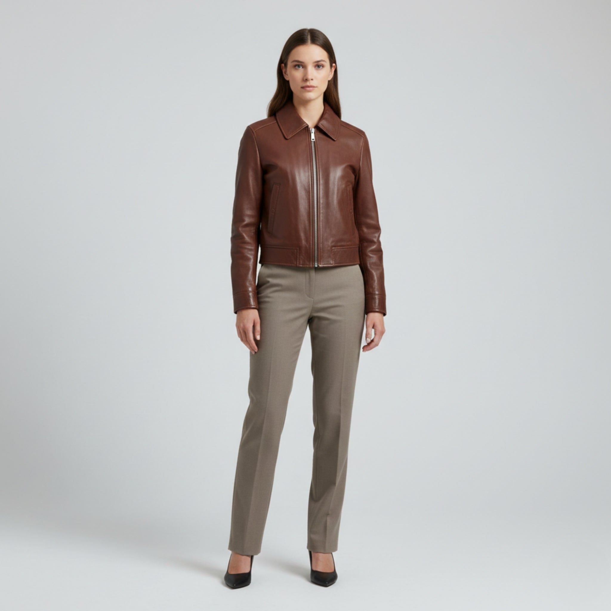 Faux Leather Bomber Jacket