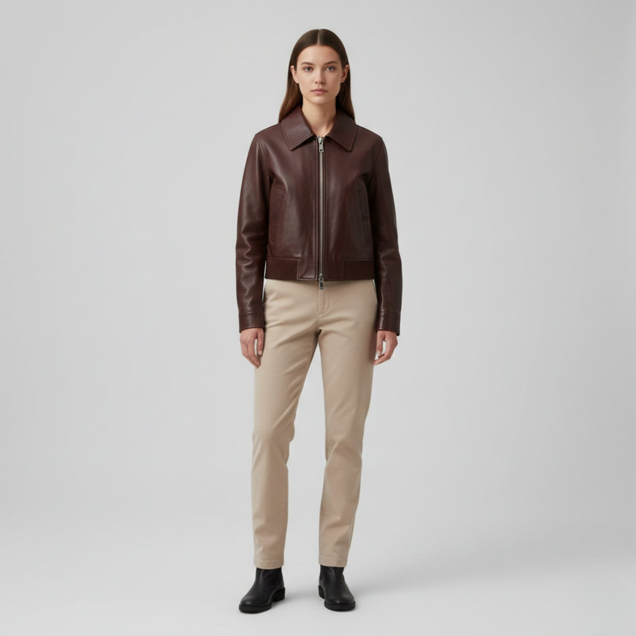 Faux Leather Bomber Jacket