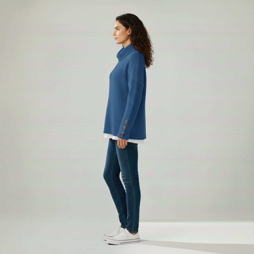 High-Collar Turtleneck Sweater