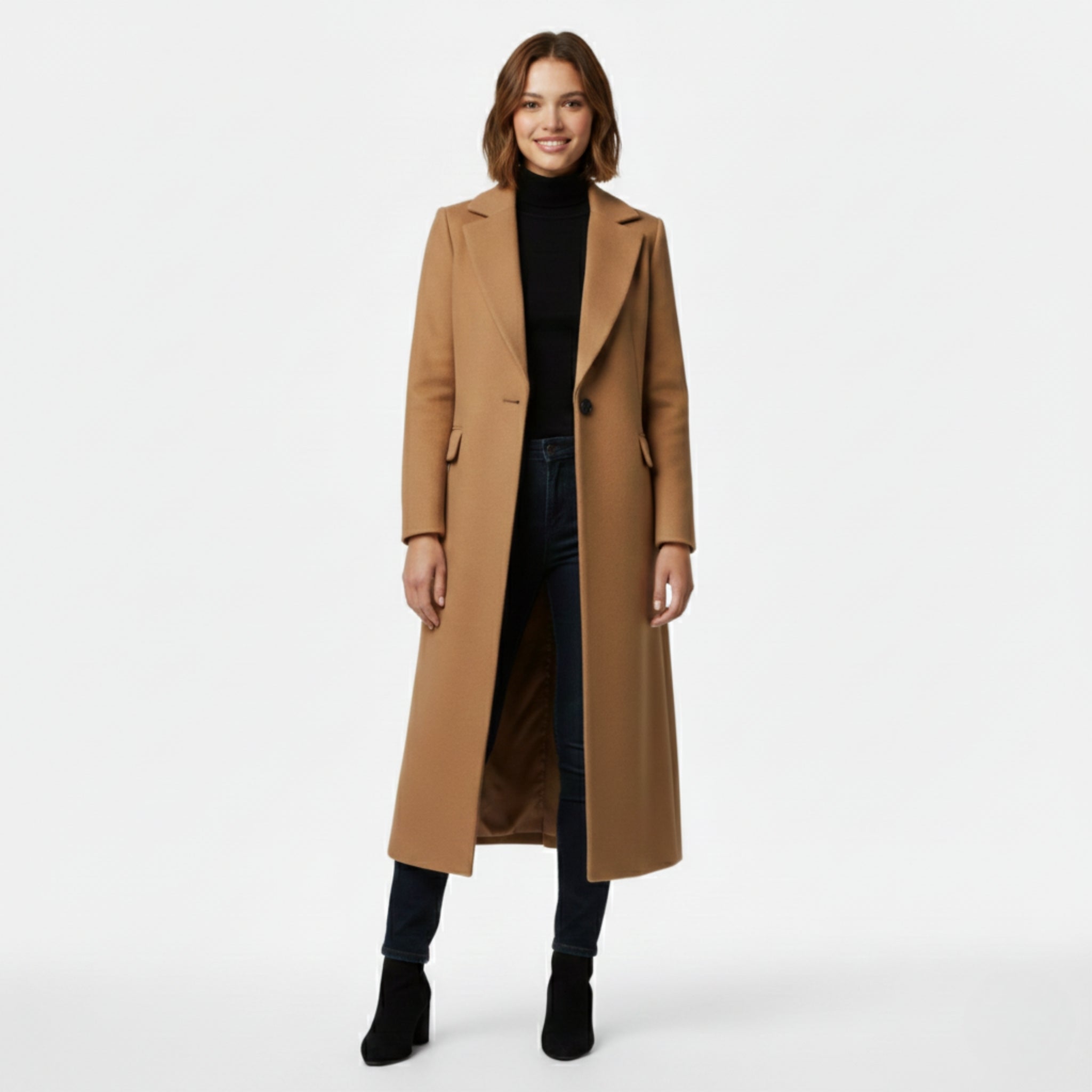 Long Coat with Lapel Collar