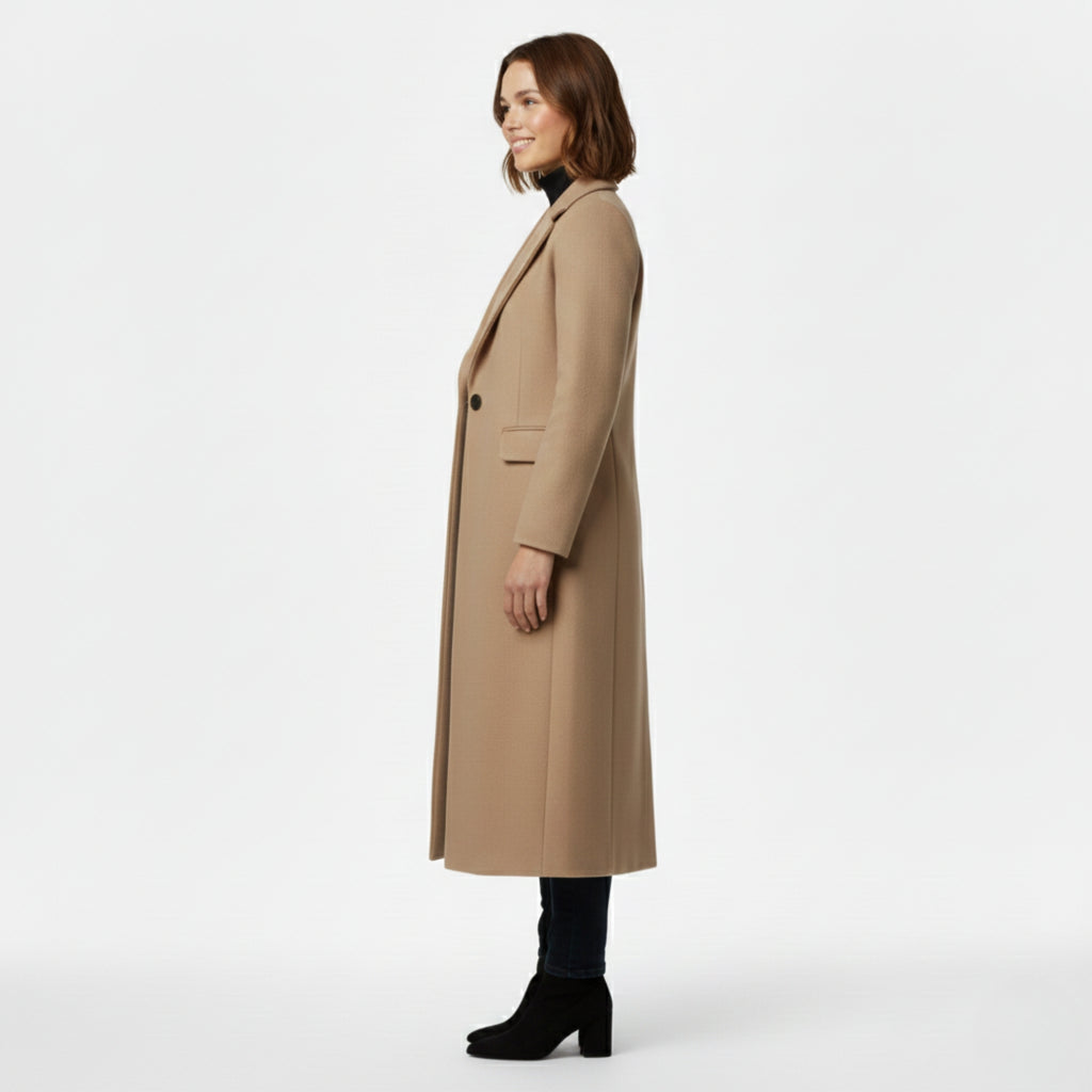 Long Coat with Lapel Collar