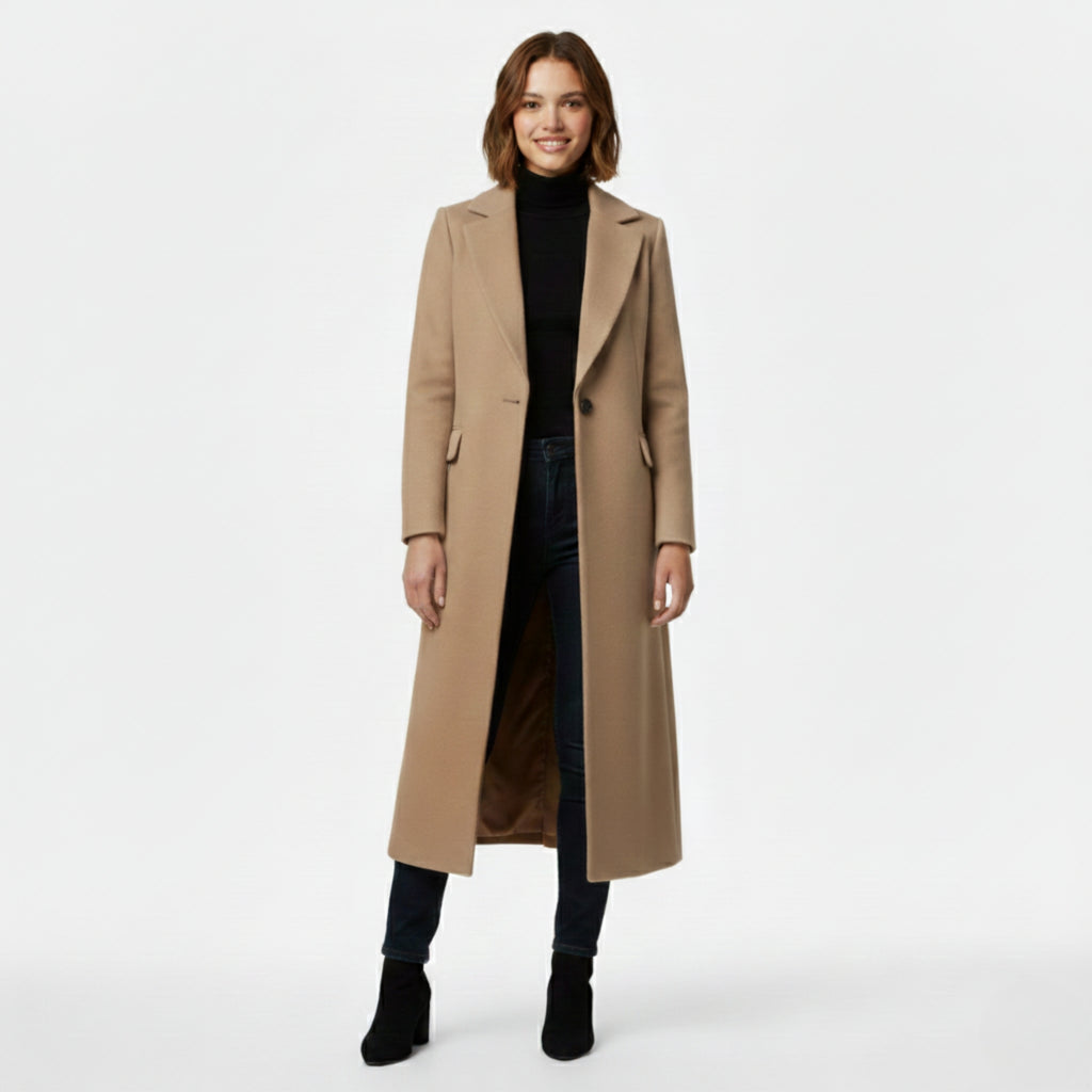 Long Coat with Lapel Collar
