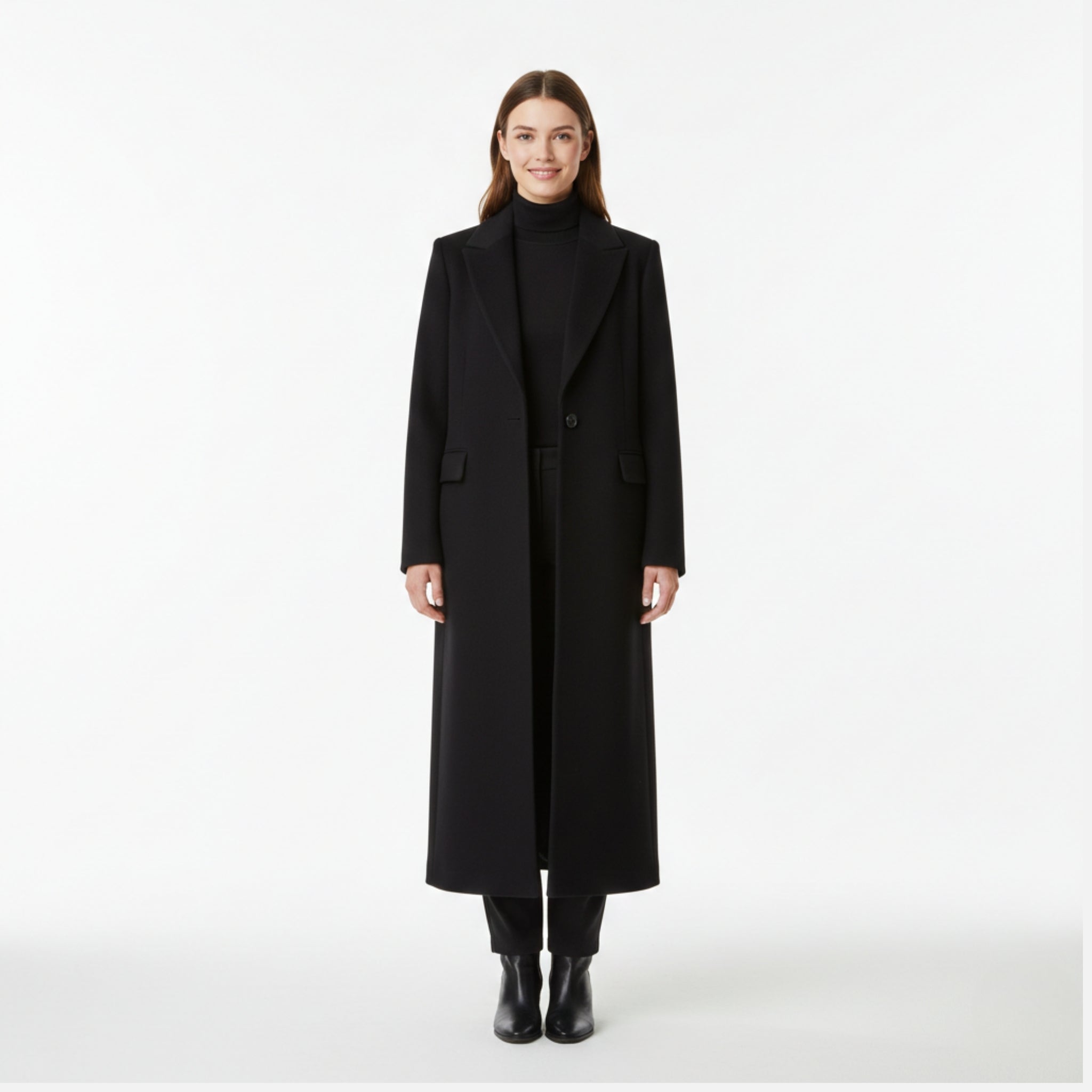 Long Coat with Lapel Collar
