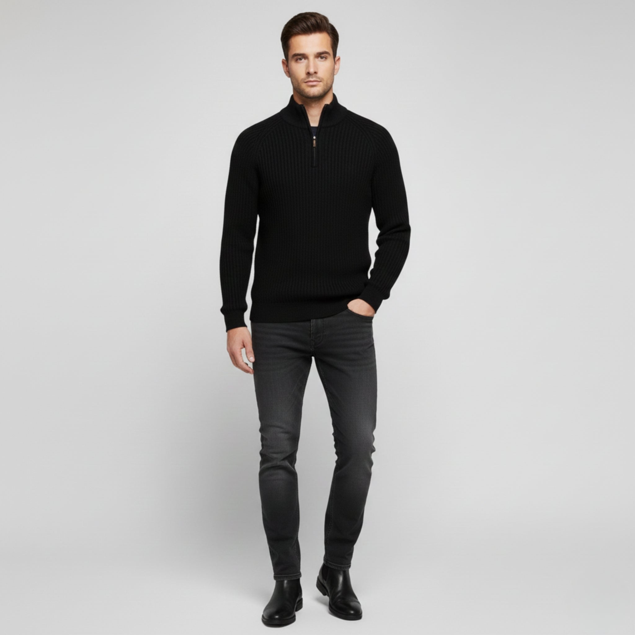 High Collar Zip Sweater